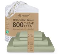 Threadmill Home Linen - Juego de sábanas de 800 Hilos, 100% algodón de Grapas Extra largas para Cama Queen Size con Bolsillo Profundo, Juego de Cama de Lujo de 4 Piezas, Tejido de satén Suave, Salvia