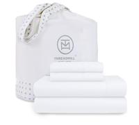 Threadmill Home Linen Queen Sheets - Juego de Ropa de Cama de 4 Piezas de 300 Hilos, Tejido de satén de algodón Puro de Fibra Larga, Color Blanco sólido con Bolsillo Profundo elástico