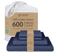 Threadmill Sábanas 100% algodón para Cama de tamaño matrimonial, Juego de sábanas de 600 Hilos con Bolsillo Profundo de 16 Pulgadas, Juego de Ropa de Cama de 4 Piezas con Tejido de satén Jacquard con