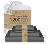 Threadmill - Sábanas de Lujo 100% algodón Supima, sábanas de Lujo de 1200 Hilos para Cama tamaño Queen, Juego de sábanas de 4 Piezas, Color Gris Oscuro, Calidad de Hotel de 5 Estrellas, con Bolsillo