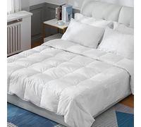 Threads For Bed Edredón de plumón y plumas de 4,5 tog, tamaño doble, comodidad ideal para los meses de primavera y verano, tela 100% algodón a prueba de plumón, diseño de costura de caja premium,