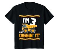 Three 3yr 3rd Birthday Truck Construction Boy 3 Years Old Camiseta