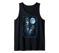 Three Australian Shepherd Howling At The Moon 3 Aussie Moon Camiseta sin Mangas