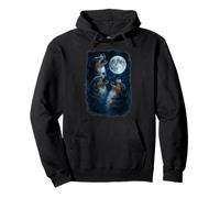 Three Australian Shepherd Howling At The Moon 3 Aussie Moon Sudadera con Capucha