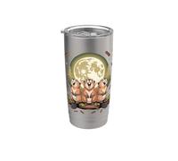 Three Beavers Howling at the Moon Wildlife Lover Vaso térmico de acero inoxidable de doble pared
