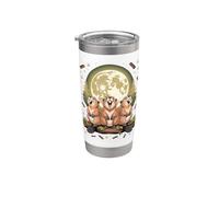 Three Beavers Howling at the Moon Wildlife Lover Vaso térmico de acero inoxidable de doble pared