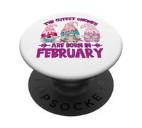 Three Birthday Gnomes For Garden Mom Legend Born In February PopSockets PopGrip Adhesivo