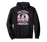Three Birthday Gnomes For Women Who Are Born In March Sudadera con Capucha
