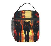 Three Black Cats On The Street - Lonchera térmica reutilizable con aislamiento de 3 capas, a prueba de fugas y fácil de limpiar, lonchera para oficina, gimnasio, picnic