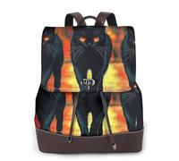 Three Black Cats on the Street - Mochila de viaje para mujer, mochila casual, mochila de cuero estampada para mujer para el trabajo