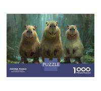 Three Capibaras Puzzle 1000 Piezas De Madera para Hombres Mujeres Mayores Animales Adorables Rompecabezas Imposible Mejor Regalo 38x26cm/1000pcs