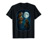 Three Capybara Howling At The Moon 3 Capybara Moon Camiseta