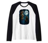 Three Capybara Howling At The Moon 3 Capybara Moon Camiseta Manga Raglan