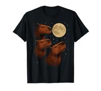 Three Capybara Moon 3 Capybara Howling At The Moon Camiseta