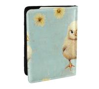 Three Chicks in A Chrysanthemum Background Printed Passport Holder, Travel PU Leather Passport Cover Case Organizador para hombres y mujeres, 6.5 pulgadas