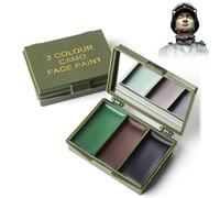 Three Color 3 Colores Camuflaje Camuflaje con Espejo, Camuflaje Camuflaje Crema Camuflaje Cara Color Palillos Kit, Negro Oliva Marrón Nato Aprobado Camaleón Camaleón Camuflaje Supervivencia Militar