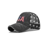 Three-dimensional embroidery baseball cap washed American flag embroidery cap mesh cap five-pointed star mesh cap