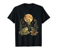 Three Frogs Moon Vintage Amphibian Cottagecore Art Camiseta