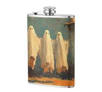 Three Ghosts Hanging On Clothesline - Petaca rústica de bolsillo de 8 onzas, banderas de acero inoxidable para papá, padrino de boda, viajes, camping