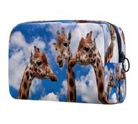 Three Giraffes - Bolsa de cosméticos para mujer, neceser de viaje, bolsa organizadora de maquillaje grande con cremallera, multicolor, 18.5x7.5x13cm/7.3x3x5.1in, Neceser