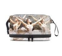 Three Girls - Bolsa de cosméticos de doble capa para mujeres y niñas, neceser de viaje para maquillaje, práctica bolsa organizadora con compartimento para cepillos, multicolor, 27x15x14