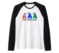 Three Gnomes For Knitter Grandma and Women Funny Knitting Camiseta Manga Raglan