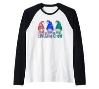 Three Gnomes Knitting Crew For Women and Knitter Grandma Camiseta Manga Raglan