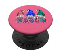 Three Gnomes Knitting Crew For Women and Knitter Grandma PopSockets PopGrip Adhesivo