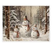 Three Happy Snowmen Póster de Olga Telnova 18 x 13 cm Cuadros Decoración para la pared