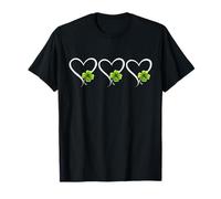 Three Hearts Lucky Four Leaf Clover St Patricks Day Shamrock Camiseta