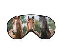 Three Horses Funny Sleep Eye Mask Soft Blindfold Eye Cover con correa ajustable Night Eyeshade para hombres y mujeres