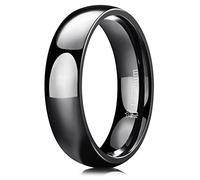 THREE KEYS JEWELRY Anillo de compromiso para hombres y mujeres, ajuste cómodo, simple, unisex de titanio pulido de 2 mm, 4 mm, 6 mm, 8 mm, color negro, Metal no precioso., no conocido,