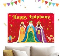 Three Kings Day Celebration Backdrop - Pancarta de pared para eventos fotográficos de 6 x 5 m, impresión vibrante con tela, estilo de configuración simple, ideal para reuniones de iglesias, en