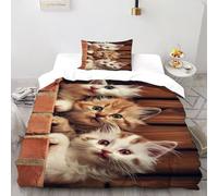 Three Kittens De Ropa De Cama para Cute Pet con Impresión En 3D, Juego De Funda para Edredón con Cremallera, Microfibra Suave Funda Nordica con Fundas De Almohada Single(135x200cm)