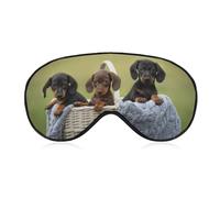 Three Little Cute Puppies Dachshund - Máscara de dormir con correa ajustable, cómoda máscara de ojos suave para dormir, máscaras de ojos que bloquean la luz