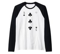 Three of Clubs Playing Card Easy Halloween Group Costume Camiseta Manga Raglan