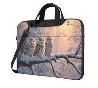 Three Owls On Snow-Covered Tree Branch Winter Laptop Bag Laptop Case 15.6 Inch Computer Bags Padded Sleeve Cover For Women Men