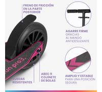 THREE Patinete para niños a partir de 6 años Rodamientos de bolas ABEC 9 Plegables Regulable en altura Fun pro