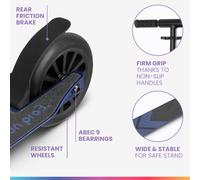 THREE Patinete para niños a partir de 6 años Rodamientos de bolas ABEC 9 Plegables Regulable en altura Fun pro