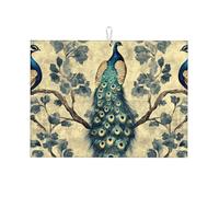 Three Peacocks are On The Branch - Tapete grande de microfibra para escurrir platos, reutilizable, lavable, para accesorios de cocina, 45,7 x 60,9 cm