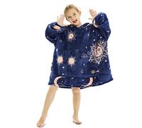 THREE POODLE Sudadera Manta con Capucha, Oversize Bata Manta Polar Mujer para Niños, con Capucha Ultra Suave y Cálida, Sudadera para Mujer, Hombre y Niño, Regalo - Size Kids, Deep Blue Star