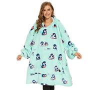 THREE POODLE Sudadera Manta con Capucha, Oversize Bata Manta Polar Mujer para Niños, con Capucha Ultra Suave y Cálida, Sudadera para Mujer, Hombre y Niño, Regalo - Size A, Penguin