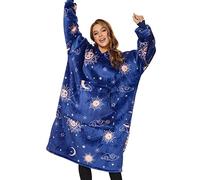 THREE POODLE Sudadera Manta con Capucha, Sudaderas Oversize Bata Manta Polar Mujer para Niños, Sudadera con Capucha Ultra Suave y Cálida, Sudadera para Mujer, Hombre y Niño, Regalo Azul Oscuro Largo