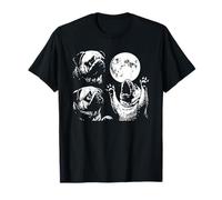 Three Pugs Moon Vintage Graphic, Pug Mom Dad Día de la Madre Camiseta