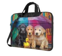 Three Puppies Duck Sitting Under Umbrella - Funda acolchada para laptop de 15.6 pulgadas, funda acolchada para mujeres y hombres