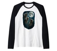 Three Raccoons Howling At The Moon 3 Raccoon Moon Camiseta Manga Raglan