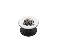 Three Raccoons Howling at The Moon Trash Panda PopSockets PopGrip Adhesivo