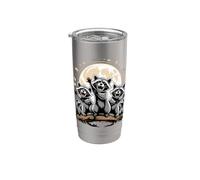 Three Raccoons Howling at the Moon Trash Panda Vaso térmico de acero inoxidable de doble pared