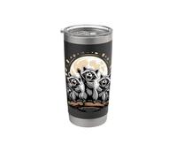 Three Raccoons Howling at the Moon Trash Panda Vaso térmico de acero inoxidable de doble pared