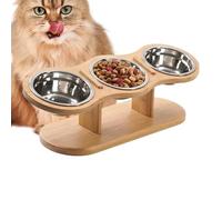Three Raised Cat Bowls, Raised Slow Feeder Cat Bowl with 15-Degree Tilted Design, Pet Food and Water Feeder Bowls, Dog Bowls Set, Elevated Puppy Bowls for Small Dogs, Ergonomic Pet Feeding